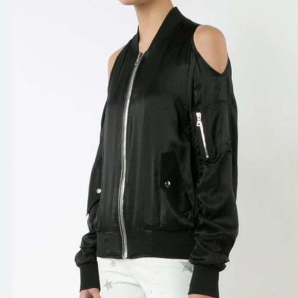 Rta open cold  shoulder jester bomber silk jacket size small - Picture 2 of 8